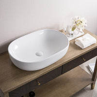 Ruvati 24" x 16" Bathroom Vessel Sink White Oval Above Vanity Countertop Porcelain Ceramic - RVB0424 - Model Bath