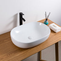 Ruvati 24" x 16" Bathroom Vessel Sink White Oval Above Vanity Countertop Porcelain Ceramic - RVB0424 - Model Bath