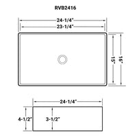 Ruvati 24" x 16" Bathroom Vessel Sink White Rectangular Above Counter Porcelain Ceramic - RVB2416 - Model Bath