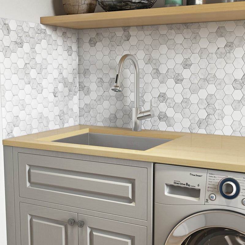 Ruvati 24" x 18" x 13" Deep Laundry Utility Sink Undermount 16 Gauge Stainless Steel - RVU6124 - Model Bath