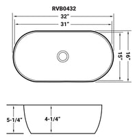 Ruvati 32" x 16" Bathroom Vessel Sink White Oval Above Counter Vanity Porcelain Ceramic - RVB0432 - Model Bath