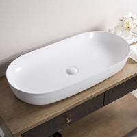 Ruvati 32" x 16" Bathroom Vessel Sink White Oval Above Counter Vanity Porcelain Ceramic - RVB0432 - Model Bath