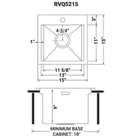 Ruvati Outdoor BBQ Workstation Sink 15" x 15" Topmount Marine Grade T316 Stainless Steel RV Boat Tiny Home - RVQ5215 - Model Bath