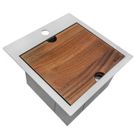 Ruvati Outdoor BBQ Workstation Sink 15" x 15" Topmount Marine Grade T316 Stainless Steel RV Boat Tiny Home - RVQ5215 - Model Bath