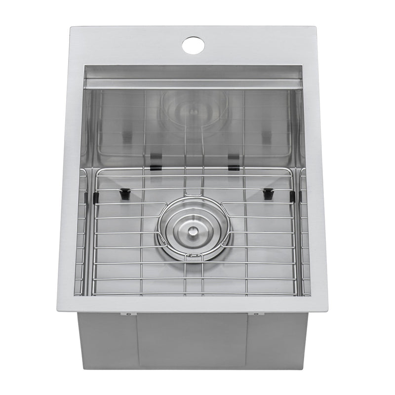 Ruvati Outdoor BBQ Workstation Sink 15" x 20" Topmount Marine Grade T-316 Stainless Steel RV Boat Tiny Home - RVQ5210 - Model Bath