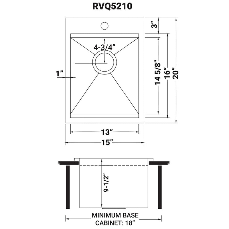 Ruvati Outdoor BBQ Workstation Sink 15" x 20" Topmount Marine Grade T-316 Stainless Steel RV Boat Tiny Home - RVQ5210 - Model Bath