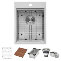 Ruvati Outdoor BBQ Workstation Sink 15" x 20" Topmount Marine Grade T-316 Stainless Steel RV Boat Tiny Home - RVQ5210 - Model Bath