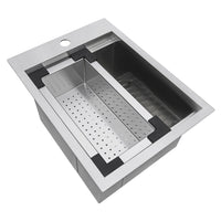Ruvati Outdoor BBQ Workstation Sink 15" x 20" Topmount Marine Grade T-316 Stainless Steel RV Boat Tiny Home - RVQ5210 - Model Bath