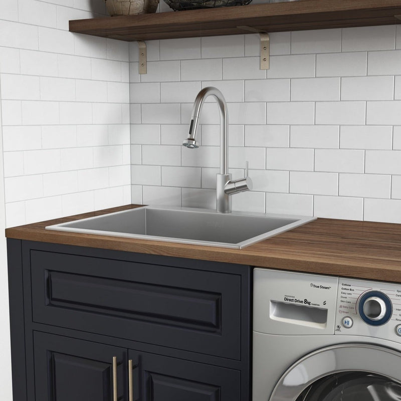 Ruvati Topmount Laundry 22" x 22" x 12" Deep Utility Sink 16 Gauge Stainless Steel - RVU6022 - Model Bath