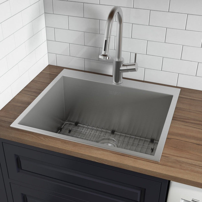 Ruvati Topmount Laundry 22" x 22" x 12" Deep Utility Sink 16 Gauge Stainless Steel - RVU6022 - Model Bath