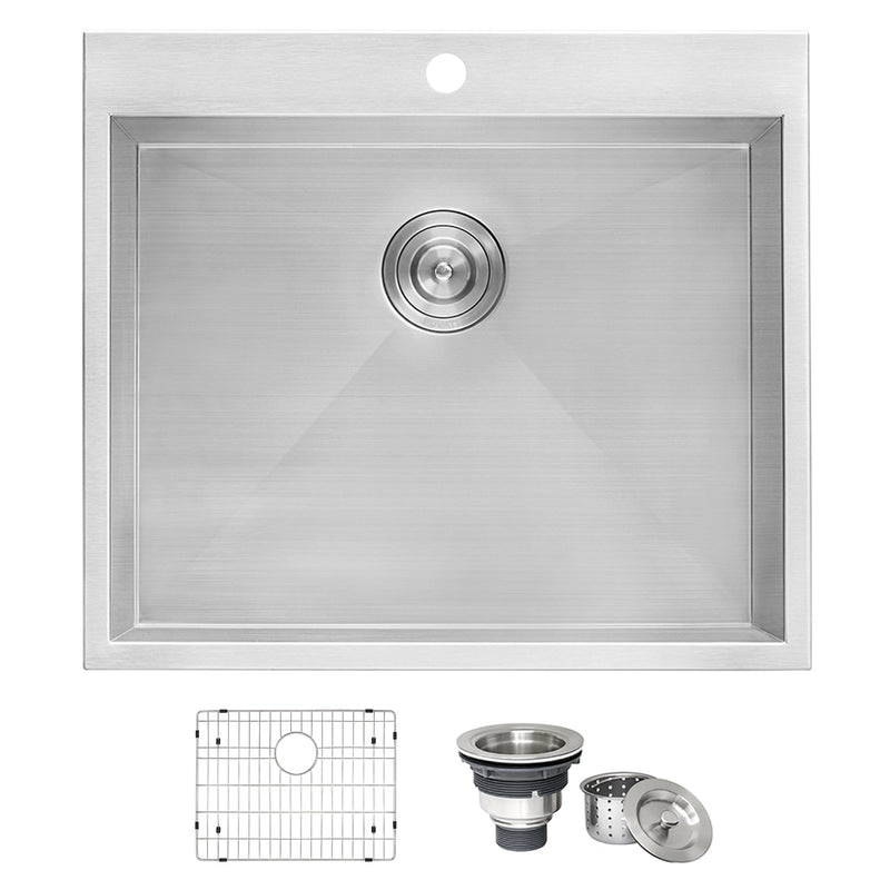 Ruvati Topmount Laundry 22" x 22" x 12" Deep Utility Sink 16 Gauge Stainless Steel - RVU6022 - Model Bath