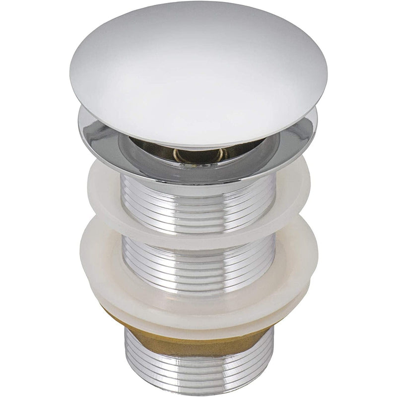 Ruvati Umbrella Style Push Pop-up Drain for Bathroom Sinks without Overflow - Chrome Finish - RVA5102CH - Model Bath