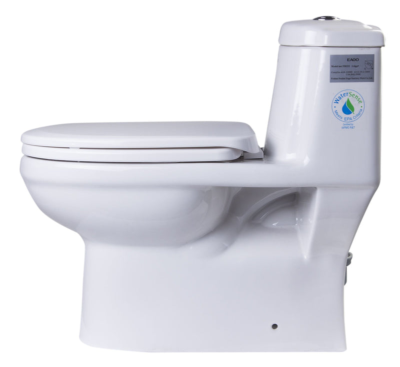 EAGO  One Piece Dual Flush High Efficiency Low Flush White Toilet