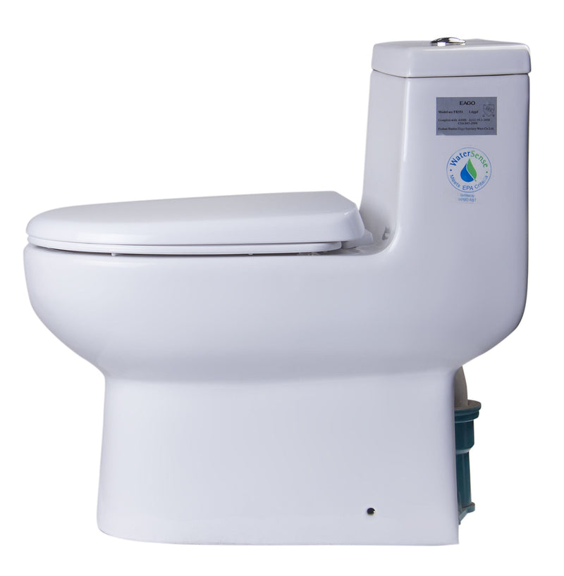EAGO One Piece Dual Flush High Efficiency Low Flush White Toilet