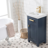 Water Creation 18" MDF Single Bowl Ceramics Top Vanity with Single Door - Model Bath