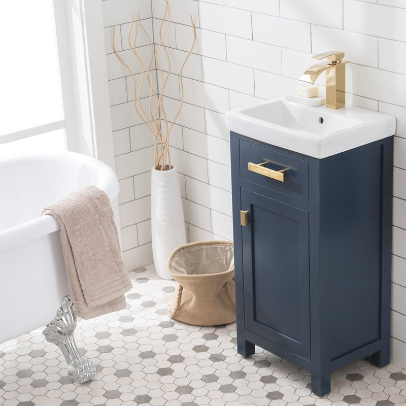 Water Creation 18" MDF Single Bowl Ceramics Top Vanity with Single Door - Model Bath