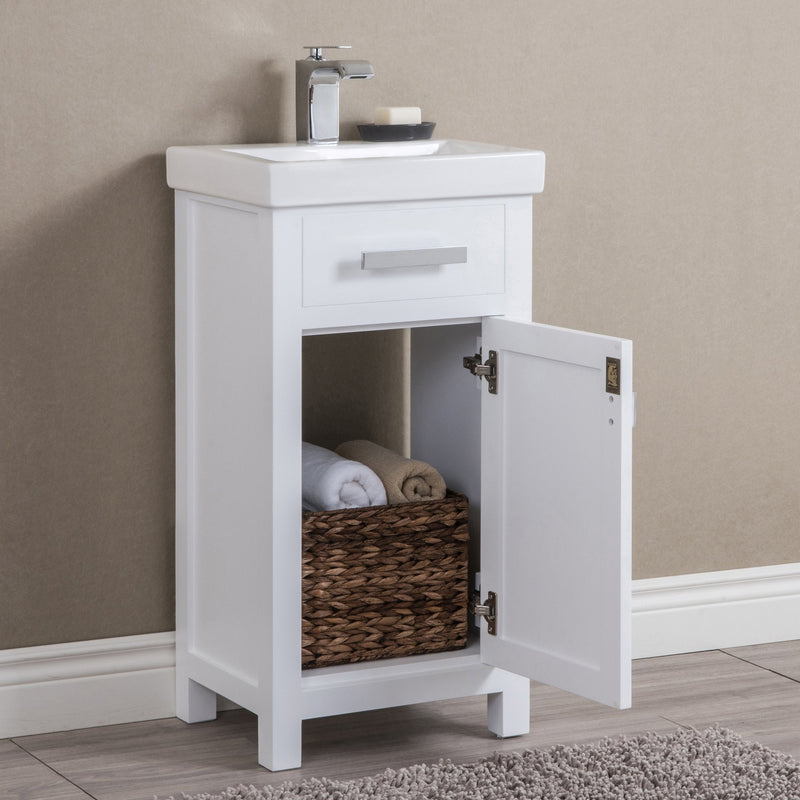 Water Creation 18" MDF Single Bowl Ceramics Top Vanity with Single Door - Model Bath