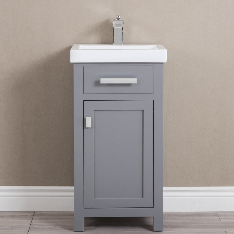 Water Creation 18" MDF Single Bowl Ceramics Top Vanity with Single Door - Model Bath
