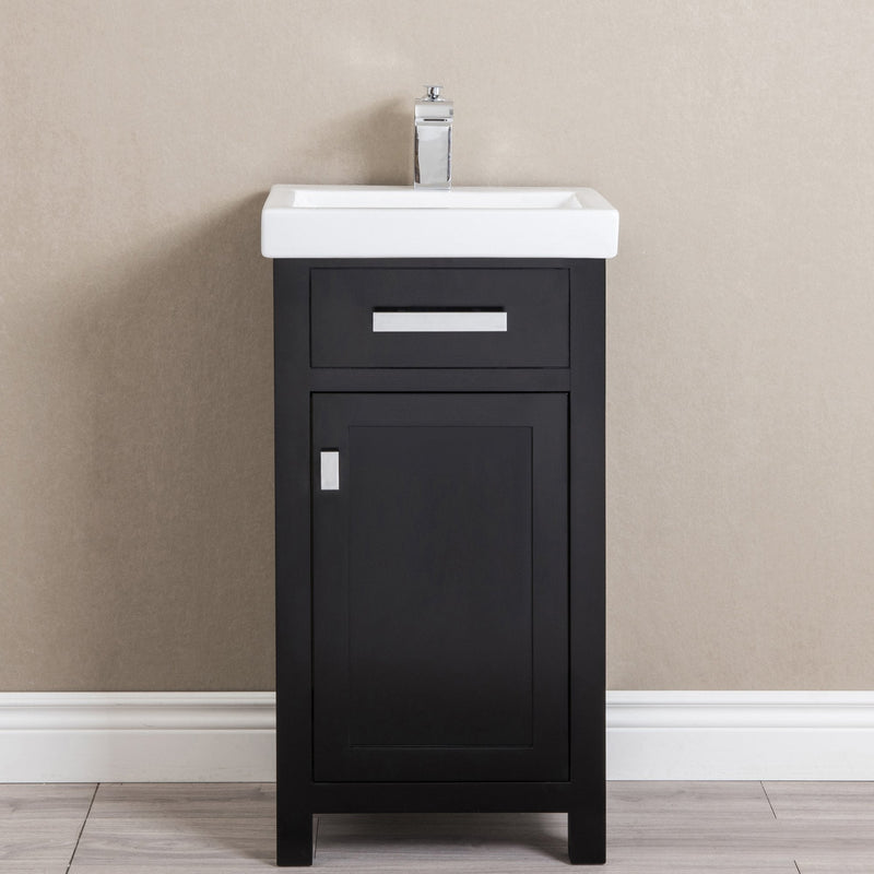 Water Creation 18" MDF Single Bowl Ceramics Top Vanity with Single Door - Model Bath