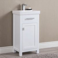 Water Creation 18" MDF Single Bowl Ceramics Top Vanity with Single Door - Model Bath