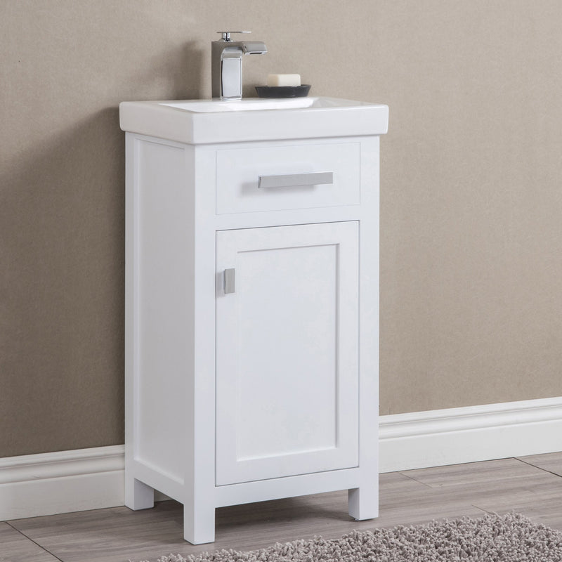 Water Creation 18" MDF Single Bowl Ceramics Top Vanity with Single Door - Model Bath