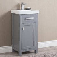Water Creation 18" MDF Single Bowl Ceramics Top Vanity with Single Door - Model Bath