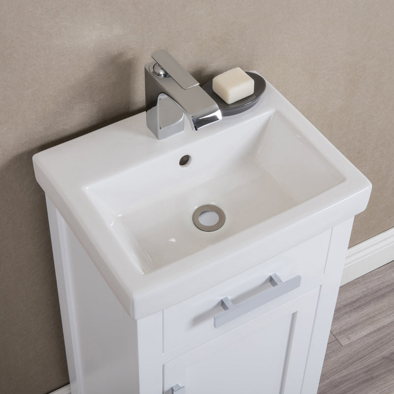 Water Creation 18" MDF Single Bowl Ceramics Top Vanity with Single Door - Model Bath