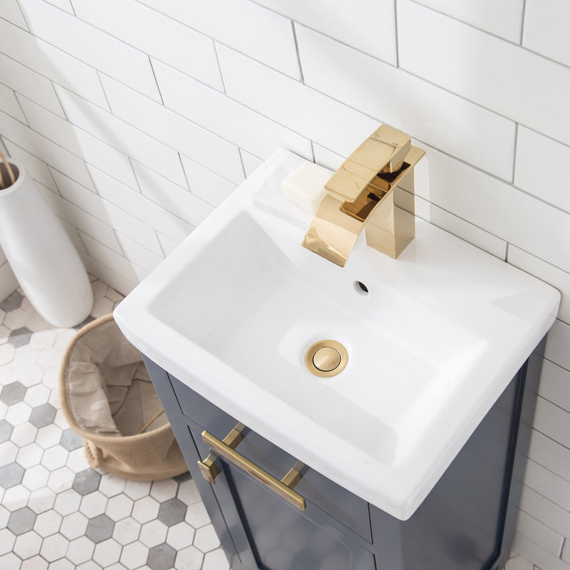 Water Creation 18" MDF Single Bowl Ceramics Top Vanity with Single Door - Model Bath