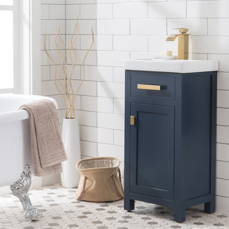 Water Creation 18" MDF Single Bowl Ceramics Top Vanity with Single Door - Model Bath