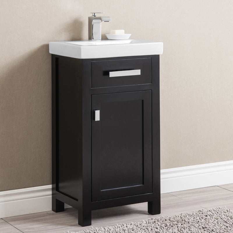 Water Creation 18" MDF Single Bowl Ceramics Top Vanity with Single Door - Model Bath