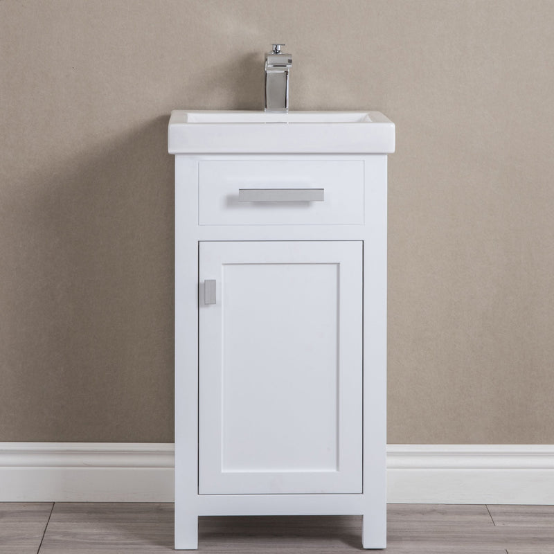 Water Creation 18" MDF Single Bowl Ceramics Top Vanity with Single Door - Model Bath