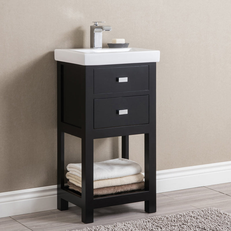Water Creation 18" MDF Single Bowl Ceramics Top Vanity with U Shape Drawer From The VERA Collection VERA18 - Model Bath