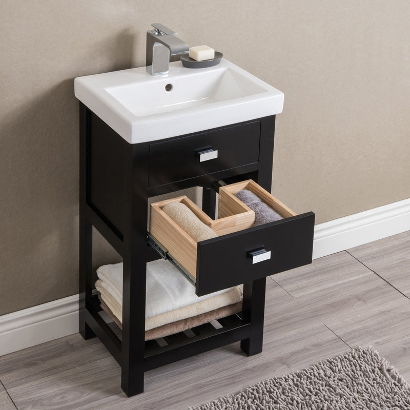 Water Creation 18" MDF Single Bowl Ceramics Top Vanity with U Shape Drawer From The VERA Collection VERA18 - Model Bath