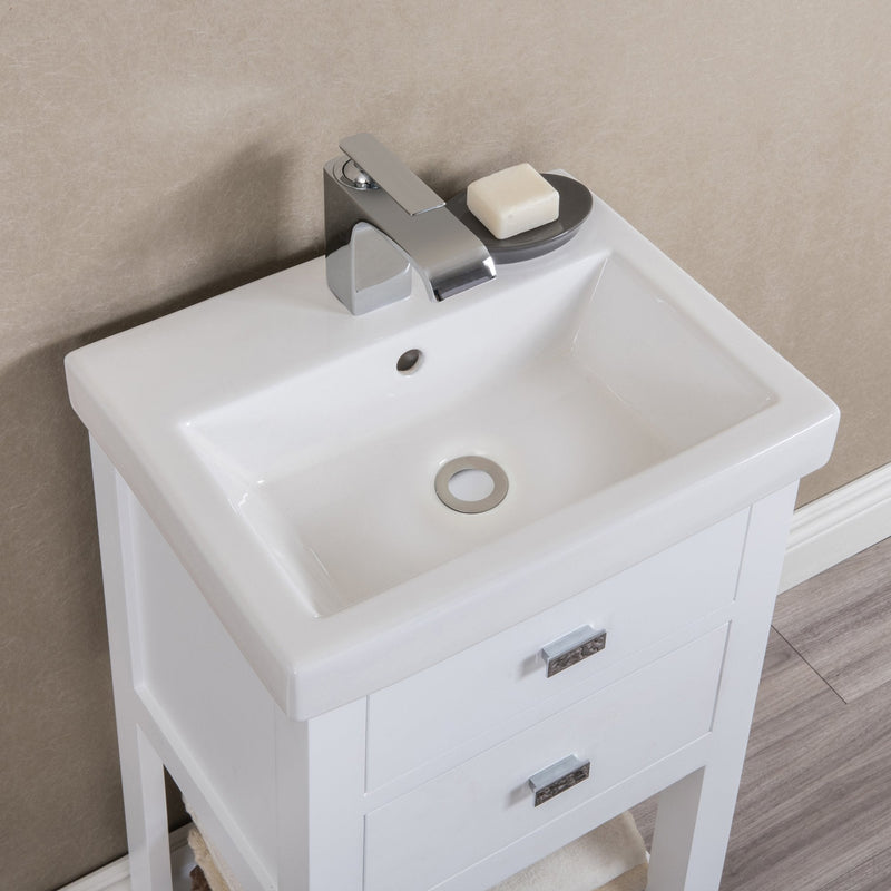 Water Creation 18" MDF Single Bowl Ceramics Top Vanity with U Shape Drawer From The VERA Collection VERA18 - Model Bath