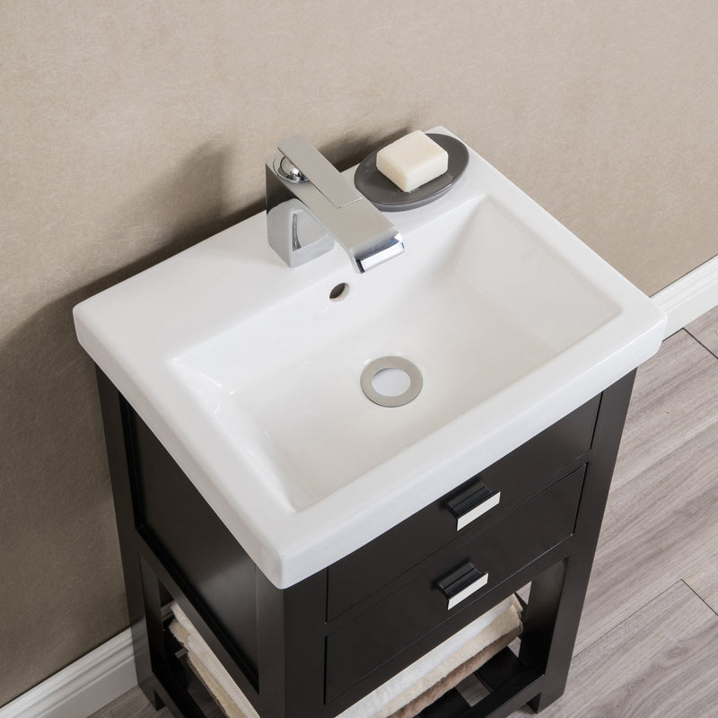 Water Creation 18" MDF Single Bowl Ceramics Top Vanity with U Shape Drawer From The VERA Collection VERA18 - Model Bath