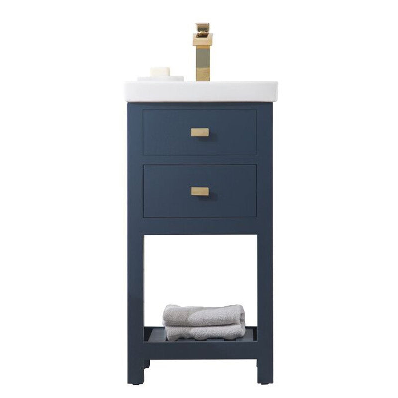 Water Creation 18" MDF Single Bowl Ceramics Top Vanity with U Shape Drawer From The VERA Collection VERA18 - Model Bath