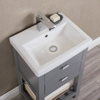Water Creation 18" MDF Single Bowl Ceramics Top Vanity with U Shape Drawer From The VERA Collection VERA18 - Model Bath