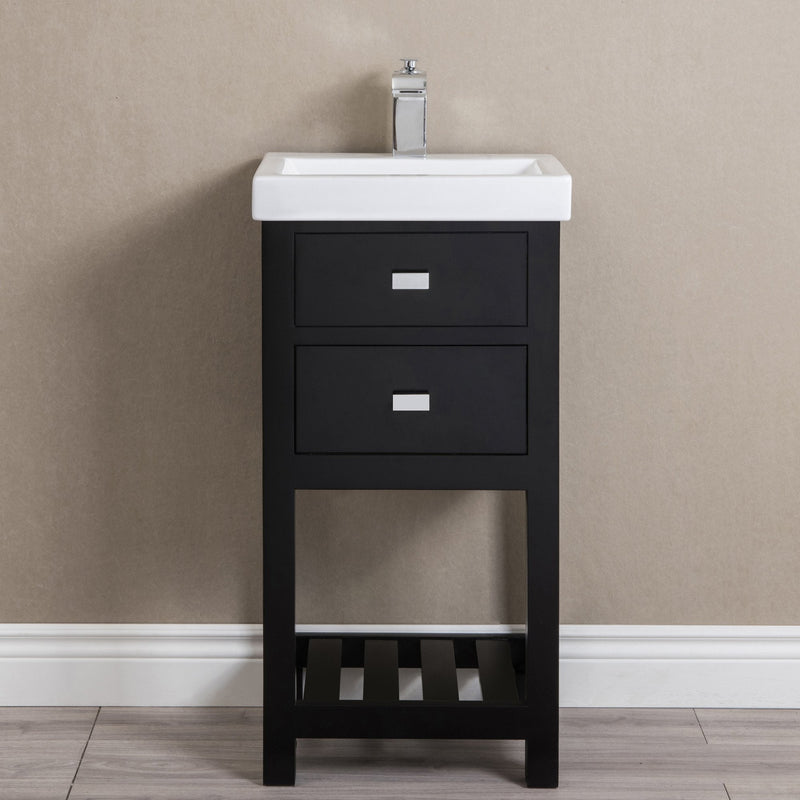 Water Creation 18" MDF Single Bowl Ceramics Top Vanity with U Shape Drawer From The VERA Collection VERA18 - Model Bath