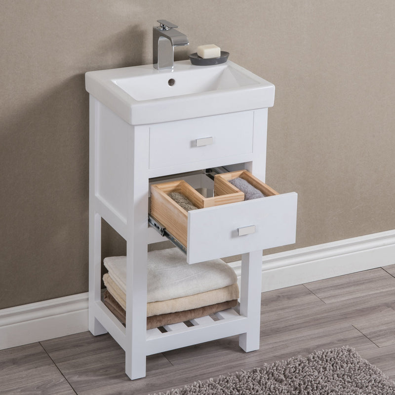 Water Creation 18" MDF Single Bowl Ceramics Top Vanity with U Shape Drawer From The VERA Collection VERA18 - Model Bath