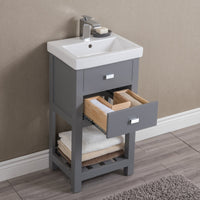 Water Creation 18" MDF Single Bowl Ceramics Top Vanity with U Shape Drawer From The VERA Collection VERA18 - Model Bath