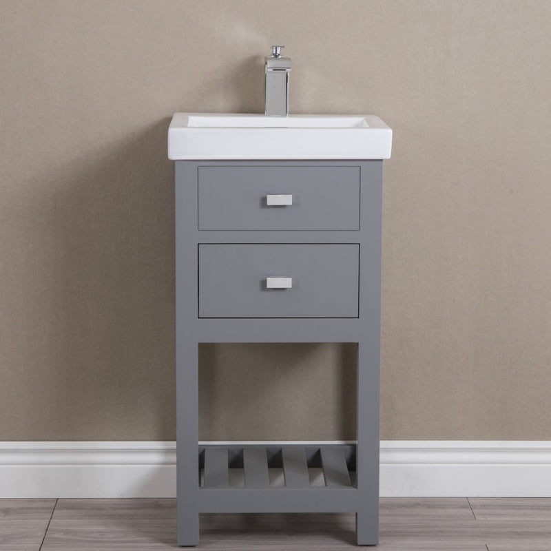 Water Creation 18" MDF Single Bowl Ceramics Top Vanity with U Shape Drawer From The VERA Collection VERA18 - Model Bath