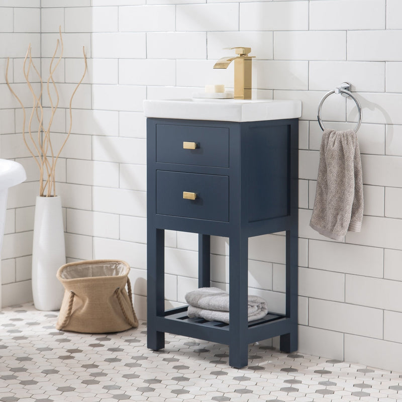 Water Creation 18" MDF Single Bowl Ceramics Top Vanity with U Shape Drawer From The VERA Collection VERA18 - Model Bath