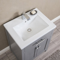 Water Creation 24" Cashmere Grey MDF Single Bowl Ceramics Top Vanity with Double Door From The MYRA Collection MYRA24G - Model Bath
