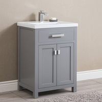 Water Creation 24" Cashmere Grey MDF Single Bowl Ceramics Top Vanity with Double Door From The MYRA Collection MYRA24G - Model Bath