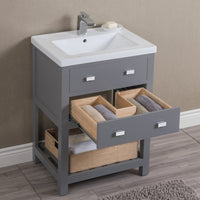 Water Creation 24" Cashmere Grey MDF Single Bowl Ceramics Top Vanity with U Shape Drawer From The VIOLA Collection VIOLA24G - Model Bath