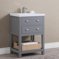 Water Creation 24" Cashmere Grey MDF Single Bowl Ceramics Top Vanity with U Shape Drawer From The VIOLA Collection VIOLA24G - Model Bath