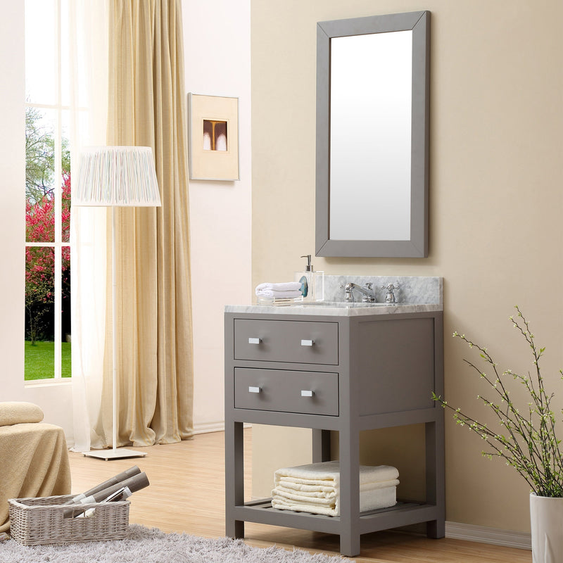 Water Creation 24" Cashmere Grey Single Sink Bathroom Vanity with Matching Framed Mirror and Faucet From The Madalyn Collection MADALYN24GBF - Model Bath