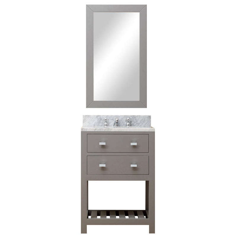 Water Creation 24" Cashmere Grey Single Sink Bathroom Vanity with Matching Framed Mirror and Faucet From The Madalyn Collection MADALYN24GBF - Model Bath
