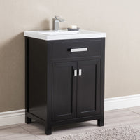Water Creation 24" Espresso MDF Single Bowl Ceramics Top Vanity with Double Door From The MYRA Collection MYRA24E - Model Bath