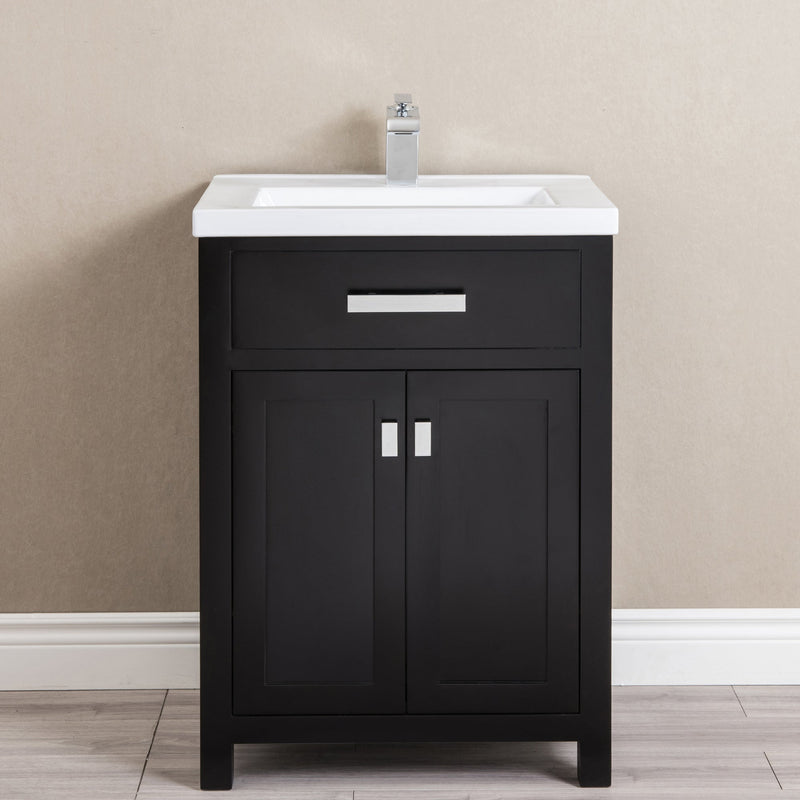 Water Creation 24" Espresso MDF Single Bowl Ceramics Top Vanity with Double Door From The MYRA Collection MYRA24E - Model Bath